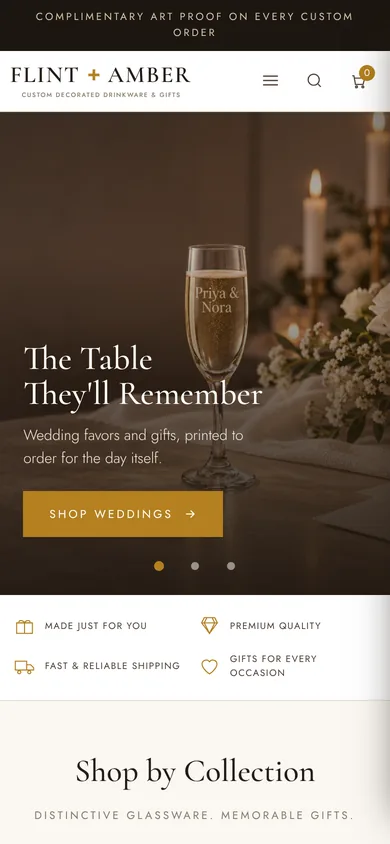 Flint + Amber website on mobile