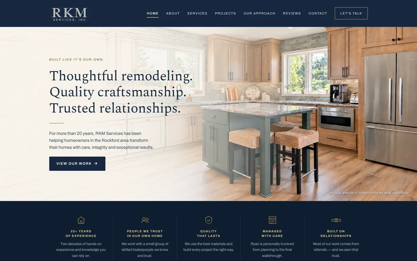 RKM Services, Inc. website homepage on desktop