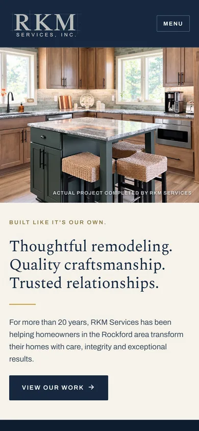 RKM Services, Inc. website on mobile